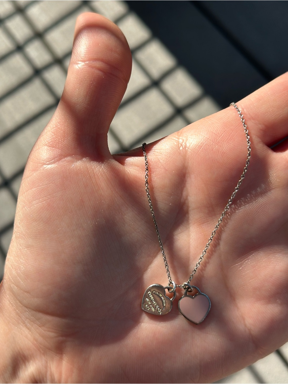 Tiffany & Co. Sterling Silver Necklace with Pink Enamel Heart Charm - Picture 9 of 9